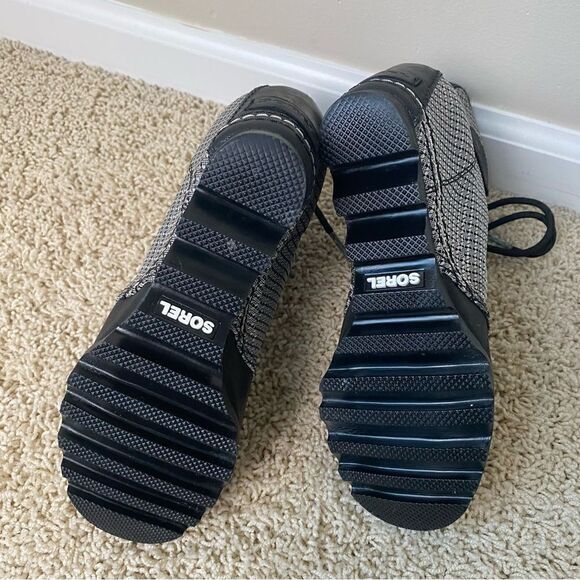 Sorel PDX Lace Up Wedge Boots Lexie Wedge 6.5 waterproof Black Silver EUC - Picture 5 of 6